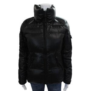 SAM New York Women Puffer Jacket Black Long Sleeve Zip Polyester Size S